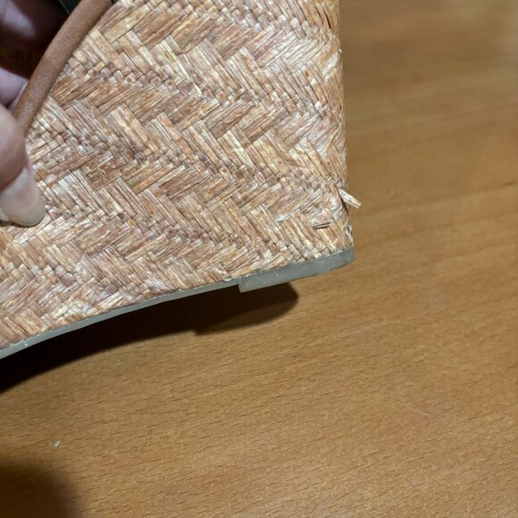 Brown ankle strap, strappy toe straw wedge sandal - Picture 6 of 6